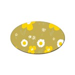 Daisy Flowers Yellow White Olive  Sticker (Oval) Front