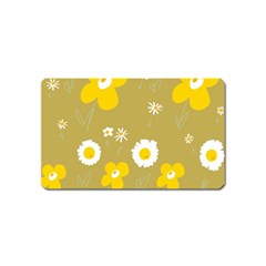 Daisy Flowers Yellow White Olive  Magnet (name Card) by Mazipoodles