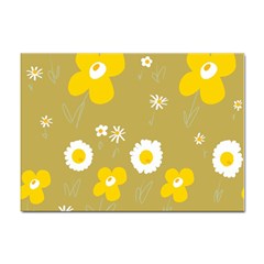 Daisy Flowers Yellow White Olive  Sticker A4 (10 Pack) by Mazipoodles