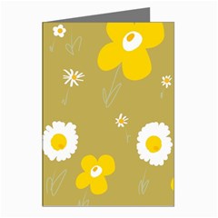 Daisy Flowers Yellow White Olive  Greeting Cards (pkg Of 8) by Mazipoodles