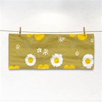 Daisy Flowers Yellow White Olive  Hand Towel Front