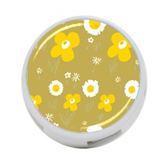 Daisy Flowers Yellow White Olive  4-port Usb Hub (one Side) by Mazipoodles