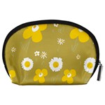 Daisy Flowers Yellow White Olive  Accessory Pouch (Large) Back