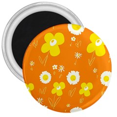 Daisy Flowers Yellow White Orange  3  Magnets by Mazipoodles