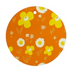 Daisy Flowers Yellow White Orange  Ornament (round) by Mazipoodles