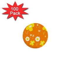 Daisy Flowers Yellow White Orange  1  Mini Buttons (100 Pack)  by Mazipoodles