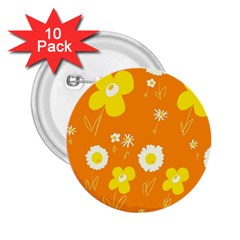 Daisy Flowers Yellow White Orange  2 25  Buttons (10 Pack)  by Mazipoodles