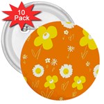 Daisy Flowers Yellow White Orange  3  Buttons (10 pack)  Front