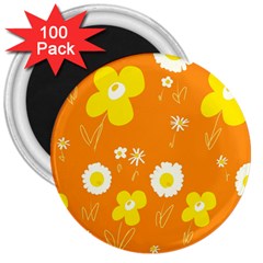 Daisy Flowers Yellow White Orange  3  Magnets (100 Pack) by Mazipoodles