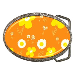 Daisy Flowers Yellow White Orange  Belt Buckles by Mazipoodles