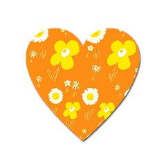 Daisy Flowers Yellow White Orange  Heart Magnet by Mazipoodles