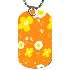 Daisy Flowers Yellow White Orange  Dog Tag (one Side) by Mazipoodles