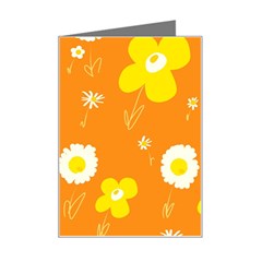 Daisy Flowers Yellow White Orange  Mini Greeting Card by Mazipoodles