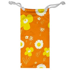 Daisy Flowers Yellow White Orange  Jewelry Bag by Mazipoodles