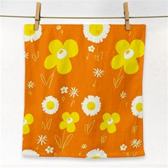 Daisy Flowers Yellow White Orange  Face Towel by Mazipoodles