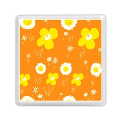 Daisy Flowers Yellow White Orange  Memory Card Reader (square) by Mazipoodles