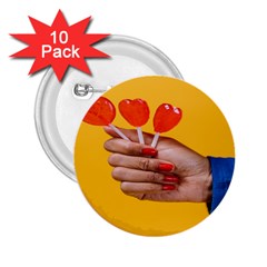 Valentine Day Lolly Candy Heart 2 25  Buttons (10 Pack)  by artworkshop