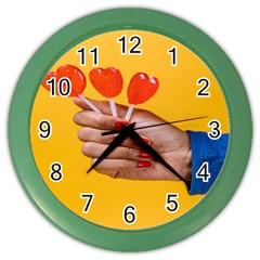 Valentine Day Lolly Candy Heart Color Wall Clock by artworkshop