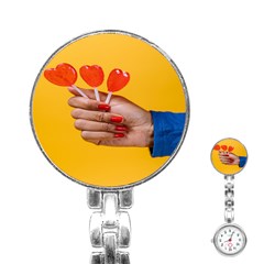 Valentine Day Lolly Candy Heart Stainless Steel Nurses Watch by artworkshop