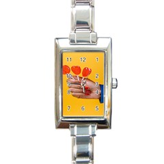 Valentine Day Lolly Candy Heart Rectangle Italian Charm Watch by artworkshop