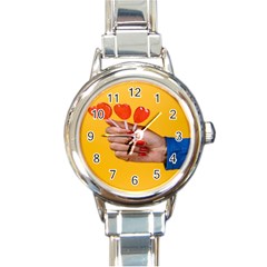 Valentine Day Lolly Candy Heart Round Italian Charm Watch by artworkshop