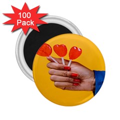 Valentine Day Lolly Candy Heart 2 25  Magnets (100 Pack)  by artworkshop