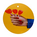 Valentine Day Lolly Candy Heart Ornament (Round) Front