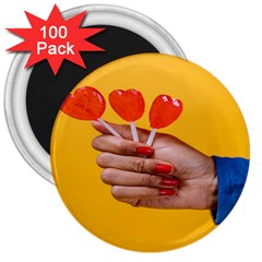 Valentine Day Lolly Candy Heart 3  Magnets (100 Pack) by artworkshop