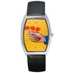 Valentine Day Lolly Candy Heart Barrel Style Metal Watch Front