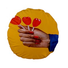 Valentine Day Lolly Candy Heart Standard 15  Premium Round Cushions by artworkshop