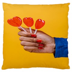 Valentine Day Lolly Candy Heart Large Premium Plush Fleece Cushion Case (two Sides) by artworkshop