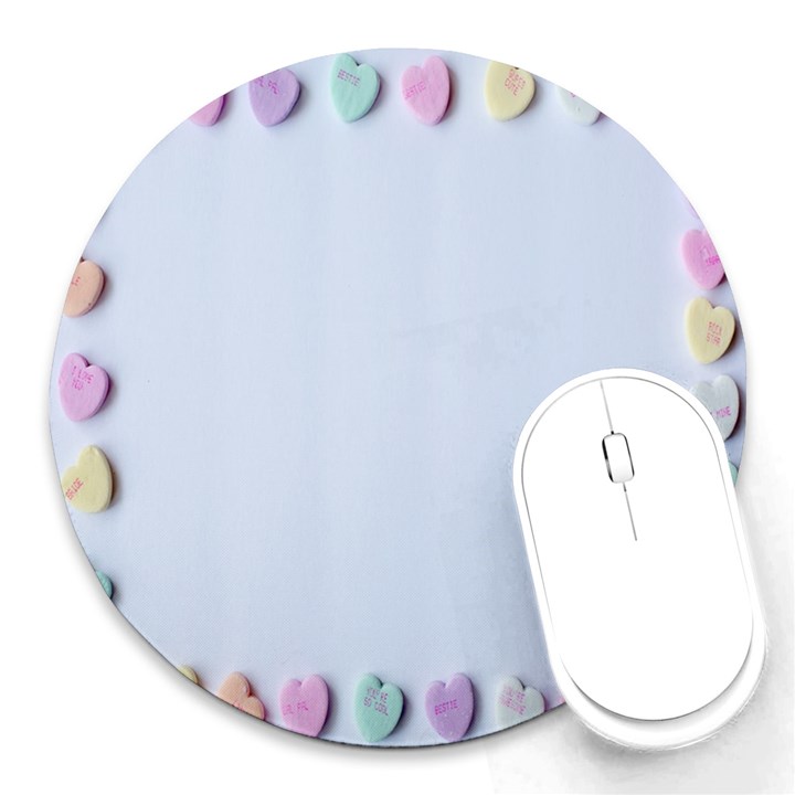 Valentine Day Heart Pattern Capsule Round Mousepad