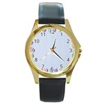 Valentine Day Heart Pattern Capsule Round Gold Metal Watch Front