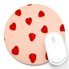 Valentine Day Pattern Logo Heart Round Mousepad by artworkshop