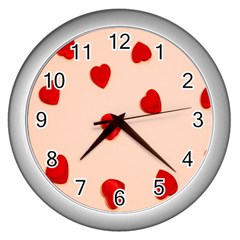 Valentine Day Pattern Logo Heart Wall Clock (silver) by artworkshop