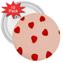 Valentine Day Pattern Logo Heart 3  Buttons (10 Pack) 