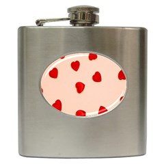 Valentine Day Pattern Logo Heart Hip Flask (6 Oz) by artworkshop