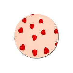 Valentine Day Pattern Logo Heart Magnet 3  (round) by artworkshop