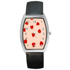 Valentine Day Pattern Logo Heart Barrel Style Metal Watch by artworkshop