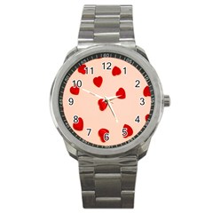 Valentine Day Pattern Logo Heart Sport Metal Watch by artworkshop