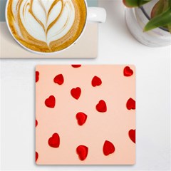 Valentine Day Pattern Logo Heart Uv Print Square Tile Coaster  by artworkshop