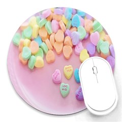 Valentine Day Heart Capsule Round Mousepad by artworkshop