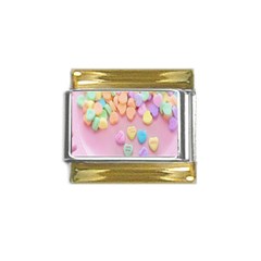 Valentine Day Heart Capsule Gold Trim Italian Charm (9mm)