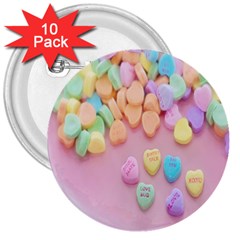 Valentine Day Heart Capsule 3  Buttons (10 Pack) 