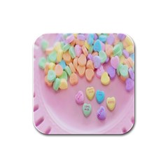 Valentine Day Heart Capsule Rubber Square Coaster (4 Pack) by artworkshop