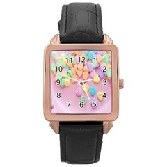 Valentine Day Heart Capsule Rose Gold Leather Watch  by artworkshop