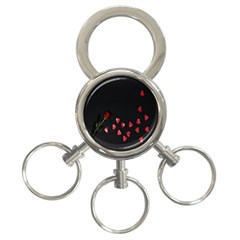 Valentine Day Heart Flower 3-ring Key Chain