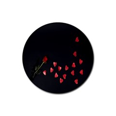 Valentine Day Heart Flower Rubber Coaster (round) by artworkshop