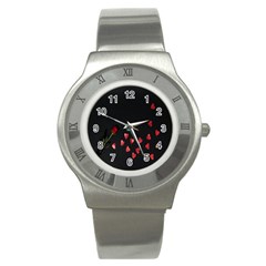 Valentine Day Heart Flower Stainless Steel Watch by artworkshop