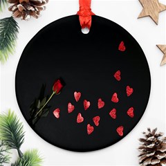 Valentine Day Heart Flower Round Ornament (two Sides) by artworkshop